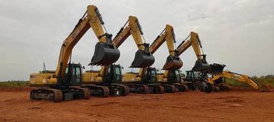 XCMG fleet with JCB loader — excavator held by LAMM Investment Company.